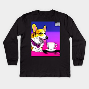 Corgi And Coffee - Coffee lover Kids Long Sleeve T-Shirt